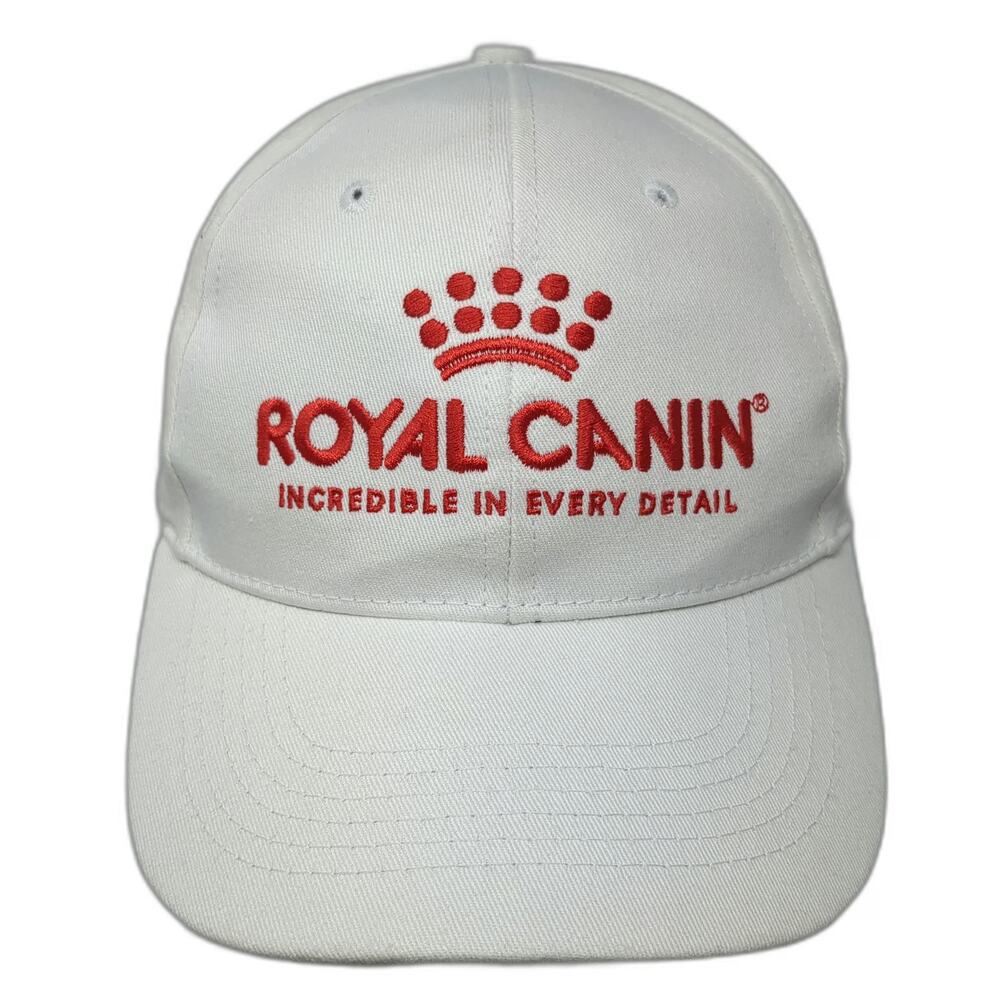 Royal Canin Baseball Cap White Red One Size Adjustable Embroidered Logo Hat